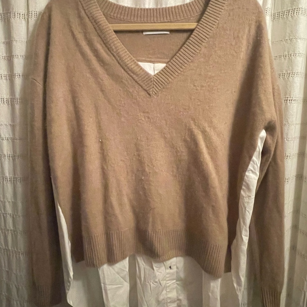 NAADAM Women's V-Neck Sweater in Warm Brown